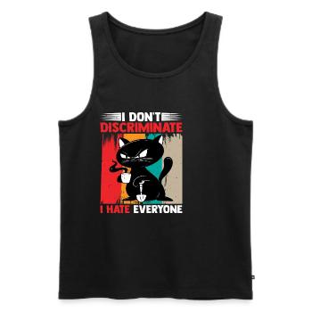 Je ne fais pas de discrimination Je déteste tout le monde 17 - Débardeur bio Premium Homme - noir - Devant - AI Model Male 178 light (178cm)