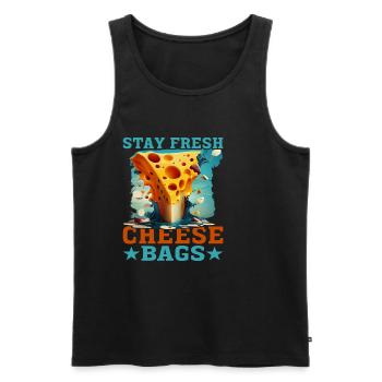 Stay Fresh Cheese Bags 48 - Men's Premium Organic Tank Top - black - Front - AI Model Male 178 light (178cm)
