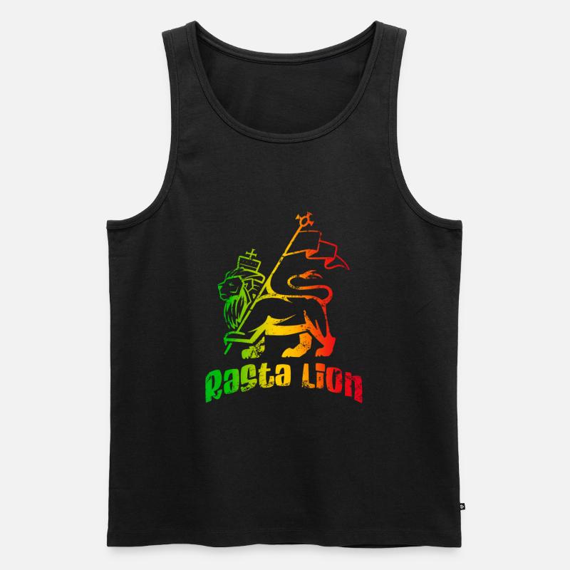 Rasta-Löwe - Männer Premium Bio Tank Top - Schwarz