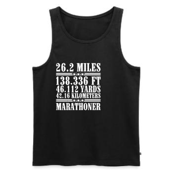 26,2 milles 138 336 pi 46 112 verges 42,16 km 4 - Débardeur bio Premium Homme - noir - Devant - Michal (187cm)