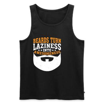 Beards Turn Laziness Into Awesomeness 3 - Männer Premium Bio Tank Top - Schwarz - Vorne - Michal (187cm)