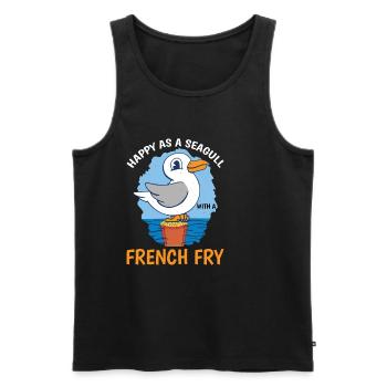 Heureux comme une mouette avec une frite 3 - Débardeur bio Premium Homme - noir - Devant - Michal (187cm)