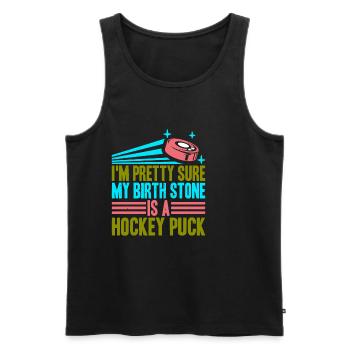 Je suis presque sûr que ma pierre de naissance est une rondelle de hockey 3 - Débardeur bio Premium Homme - noir - Devant - AI Model Male 178 light (178cm)