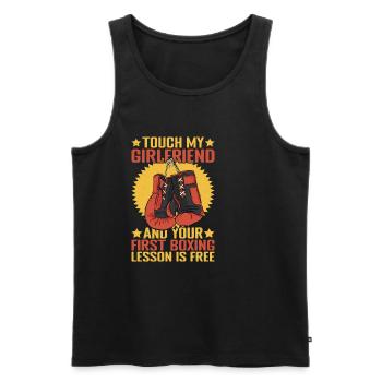 Touch My Girl And Your First Boxing Is Free - Männer Premium Bio Tank Top - Schwarz - Vorne - Michal (187cm)