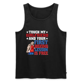Touch My Girl And Your First Boxing Is Free 2 - Männer Premium Bio Tank Top - Schwarz - Vorne - Michal (187cm)