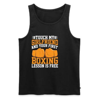Touch My Girl And Your First Boxing Is Free 3 - Männer Premium Bio Tank Top - Schwarz - Vorne - Michal (187cm)