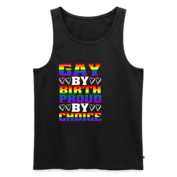Gay By Birth Proud By Choice - Männer Premium Bio Tank Top - Schwarz - Vorne - AI Model Male 178 light (178cm)