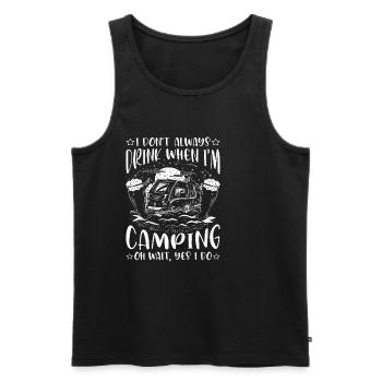Je ne bois pas toujours quand je campe, oh attendez 2 - Débardeur bio Premium Homme - noir - Devant - AI Model Male 178 light (178cm)