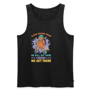 Sloth Hiking Team, Get There When We Get There 2 - Männer Premium Bio Tank Top - Schwarz - Vorne - Michal (187cm)