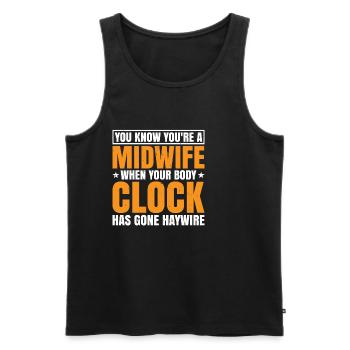Quand votre horloge biologique s’est détraquée 3 - Débardeur bio Premium Homme - noir - Devant - Michal (187cm)