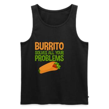 Burrito Solves All Your Problems 4 - Men's Premium Organic Tank Top - black - Front - AI Model Male 178 light (178cm)