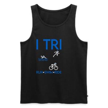 I Tri, Run Swim Ride 2 - Débardeur bio Premium Homme - noir - Devant - Michal (187cm)
