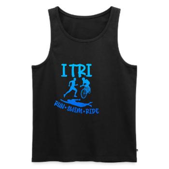 I Tri, Run Swim Ride 4 - Débardeur bio Premium Homme - noir - Devant - Michal (187cm)