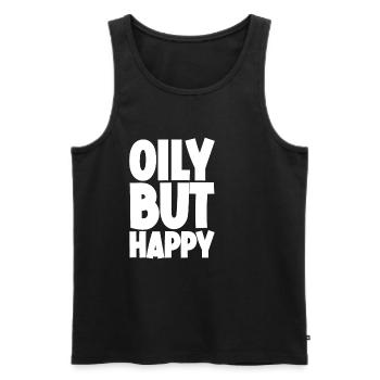 Oily But Happy - Männer Premium Bio Tank Top - Schwarz - Vorne - AI Model Male 178 light (178cm)