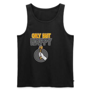 Oily But Happy 2 - Männer Premium Bio Tank Top - Schwarz - Vorne - AI Model Male 178 light (178cm)