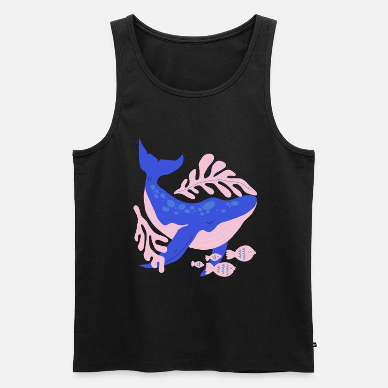 Rosa und blauer Wal - Männer Premium Bio Tank Top - Schwarz