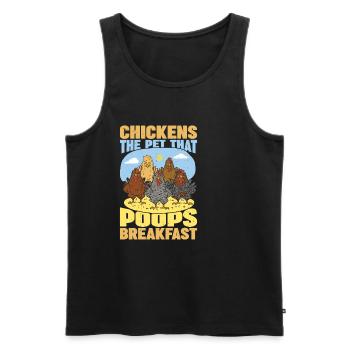 Les poulets, l’animal qui fait caca Petit déjeuner - Débardeur bio Premium Homme - noir - Devant - Michal (187cm)