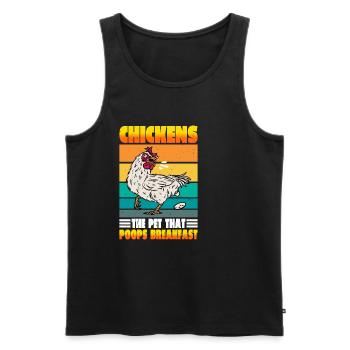 Les poulets, l’animal de compagnie qui fait caca Petit-déjeuner 2 - Débardeur bio Premium Homme - noir - Devant - Michal (187cm)