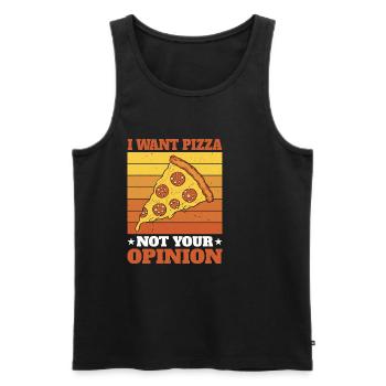 Je veux une pizza, pas votre opinion - Débardeur bio Premium Homme - noir - Devant - Michal (187cm)