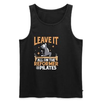 Leave It All On The Reformer #pilates 10 - Männer Premium Bio Tank Top - Schwarz - Vorne - AI Model Male 178 light (178cm)