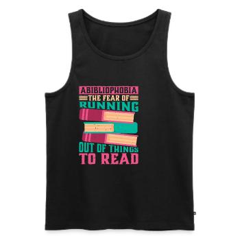 Abibliophobia, Running Out Of Things To Read 2 - Men's Premium Organic Tank Top - black - Front - AI Model Male 178 light (178cm)