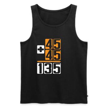 45 + 45 = 135 6 - Men's Premium Organic Tank Top - black - Front - AI Model Male 178 light (178cm)