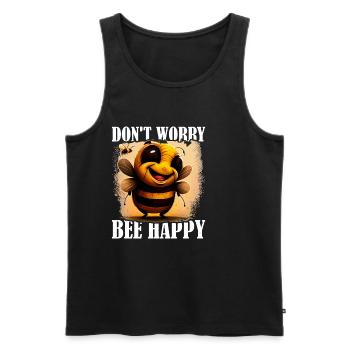 Don't Worry Bee Happy 44 - Men's Premium Organic Tank Top - black - Front - Michal (187cm)