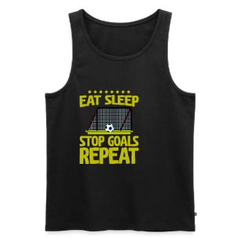 Eat Sleep Stop Goals Repeat 4 - Männer Premium Bio Tank Top - Schwarz - Vorne - Michal (187cm)
