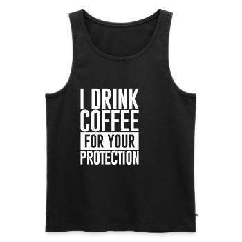 Je bois du café pour votre protection - Débardeur bio Premium Homme - noir - Devant - Michal (187cm)