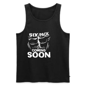 Six Pack Coming Soon 54 - Männer Premium Bio Tank Top - Schwarz - Vorne - Michal (187cm)