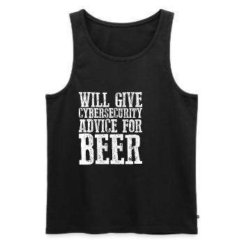 Will Give Cybersecurity Advice For Beer 3 - Men's Premium Organic Tank Top - black - Front - Michal (187cm)
