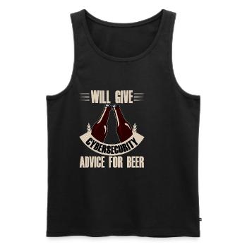 Will Give Cybersecurity Advice For Beer 4 - Men's Premium Organic Tank Top - black - Front - Michal (187cm)