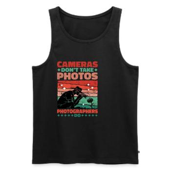 Cameras Don't Take Photos, Photographers Do - Männer Premium Bio Tank Top - Schwarz - Vorne - AI Model Male 178 light (178cm)