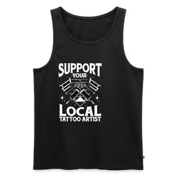 Support Your Local Tattoo Artist 2 - Männer Premium Bio Tank Top - Schwarz - Vorne - Michal (187cm)