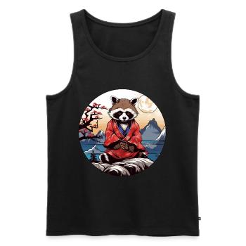 Japan Tanuki / Waschbär im Anime Stil - Männer Premium Bio Tank Top - Schwarz - Vorne - AI Model Male 178 light (178cm)