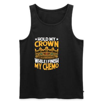 Tenez ma couronne pendant que je termine ma chimio 69 - Débardeur bio Premium Homme - noir - Devant - Michal (187cm)