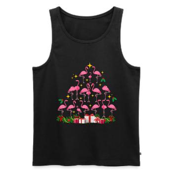Flamant rose Noël. Cadeau de Noël - Débardeur bio Premium Homme - noir - Devant - Michal (187cm)