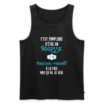 C'est compliqué d'être Bogosse et Maréchal-ferrant - Débardeur bio Premium Homme - noir - Devant - Michal (187cm)