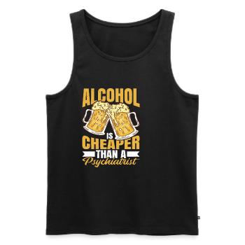 Alcohol Is Cheaper Than A Psychiatrist 2 - Männer Premium Bio Tank Top - Schwarz - Vorne - Michal (187cm)