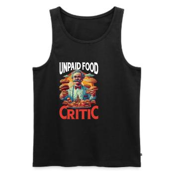 Unpaid Food Critic 13 - Men's Premium Organic Tank Top - black - Front - AI Model Male 178 light (178cm)