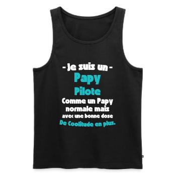 Papy Pilote, À la Conquête des Cieux - Débardeur bio Premium Homme - noir - Devant - Michal (187cm)