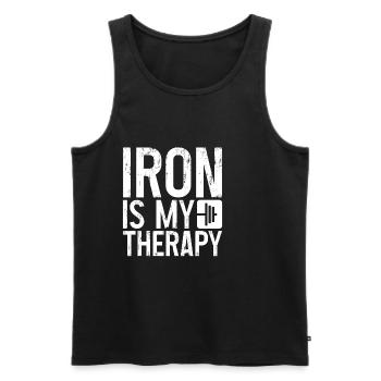 Iron Is My Therapy 7 - Men's Premium Organic Tank Top - black - Front - Michal (187cm)