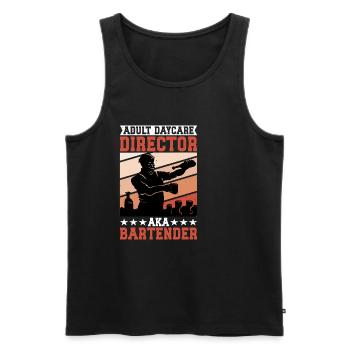 Adult Daycare Director aka Bartender 2 - Men's Premium Organic Tank Top - black - Front - AI Model Male 178 light (178cm)