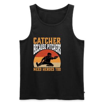 Catcher Because Pitchers Need Heroes Too 3 - Männer Premium Bio Tank Top - Schwarz - Vorne - Michal (187cm)