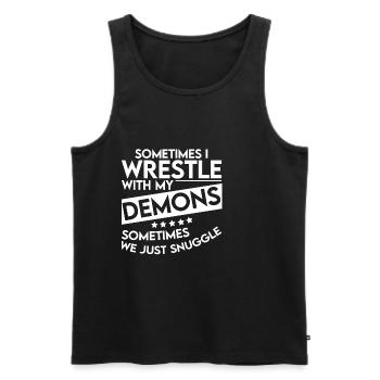 Sometimes I Wrestle With My Demons 4 - Männer Premium Bio Tank Top - Schwarz - Vorne - Michal (187cm)
