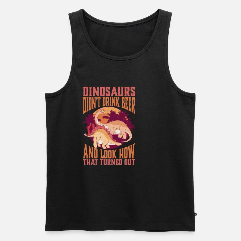 Dinosaurs Didn't Drink Beer - Männer Premium Bio Tank Top - Schwarz