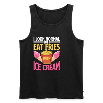 I Look Normal But I Eat Fries With Ice Cream 2 - Men's Premium Organic Tank Top - black - Front - Michal (187cm)