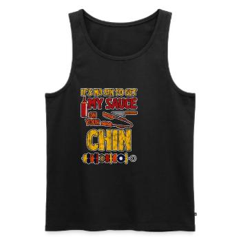 It's No Sin To Get My Sauce On Your Chin 3 - Männer Premium Bio Tank Top - Schwarz - Vorne - Michal (187cm)