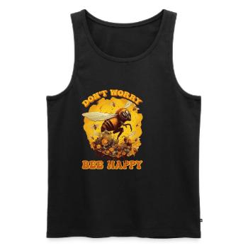 Don't Worry Bee Happy 46 - Men's Premium Organic Tank Top - black - Front - Michal (187cm)