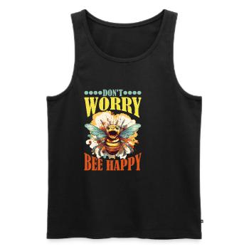 Don't Worry Bee Happy 47 - Men's Premium Organic Tank Top - black - Front - Michal (187cm)